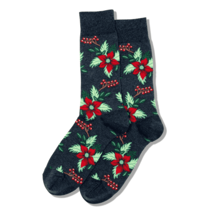 Chaussettes en coton « Poinsettia de Noël » par Hot Sox 