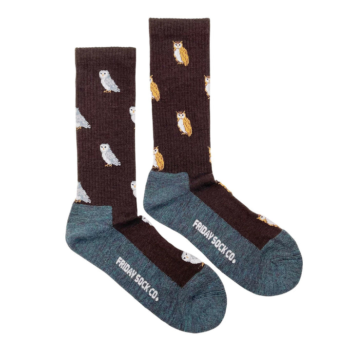 "Owl" Merino Wool Socks by Friday Sox Co - Large