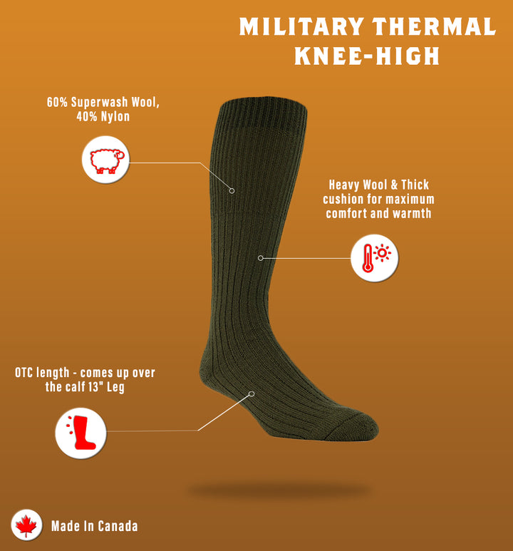 SLIGHTLY IMPERFECT - J.B. Field's Military Wool Boot Thermal Knee High Sock