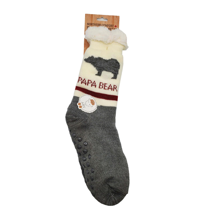 Northern Comfort "Papa Bear" Sherpa-Lined Men's Slipper Socks with Grippers