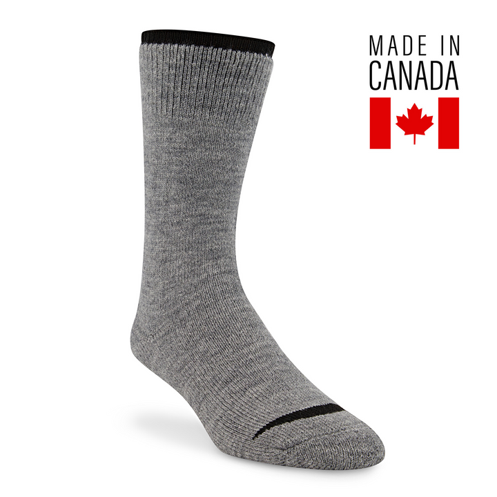 Grey thermal socks with a black stripe