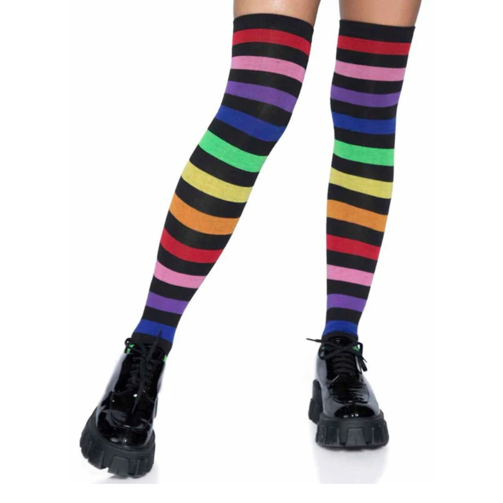 Rainbow Stripe Thigh High Socks from Leg Avenue