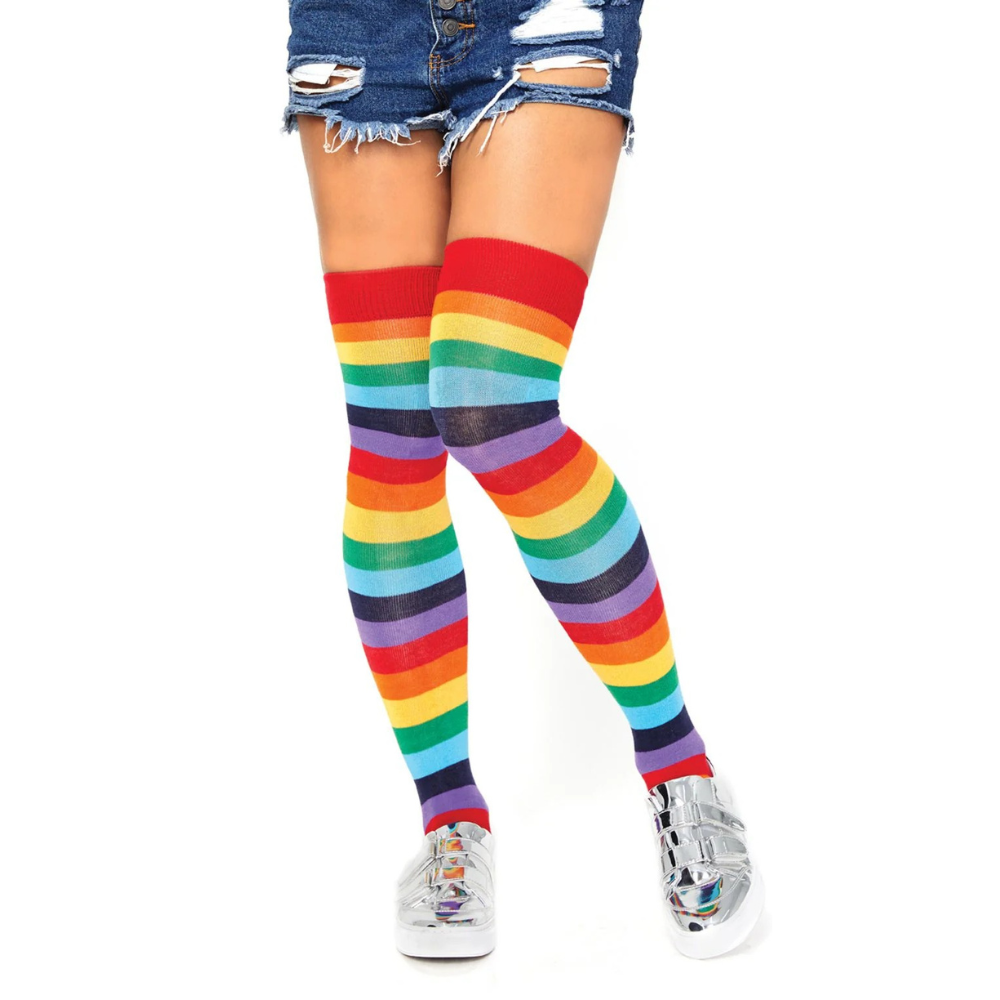 Acrylic Rainbow Thigh High Socks from Leg Avenue