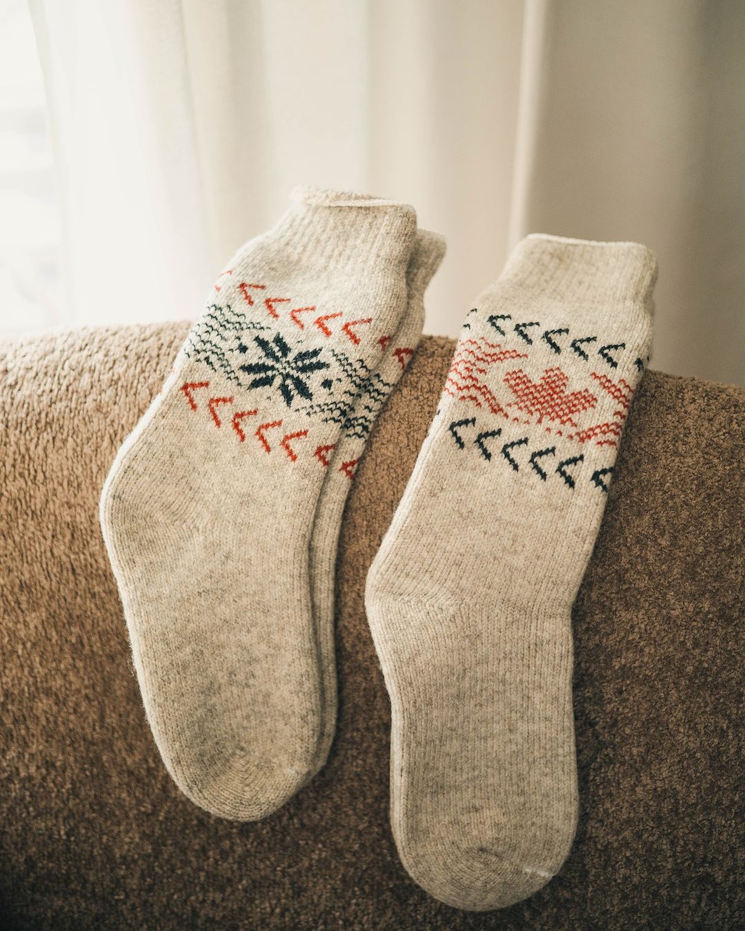 Thermal wool socks with a pattern