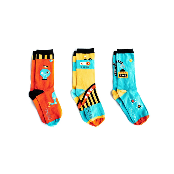 Q for Quinn "Inside a Robot" Toddler Socks (3 pairs)