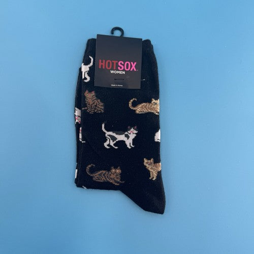 "Classic Cats" Cotton Crew Socks by Hot Sox - Medium