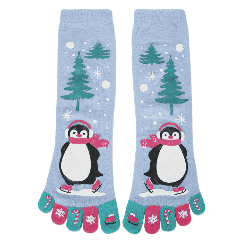 "Skating Penguin Toe Sock" Non Skid Socks by Me Moí - One Size