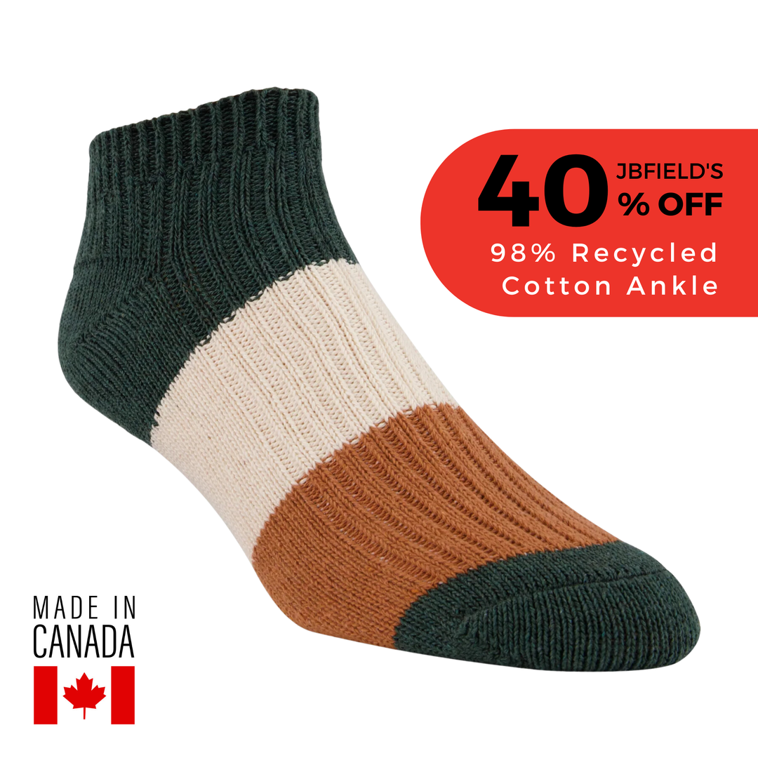 J.B. Fields 98% Recycled Cotton Tri-Colour Low-cut Ankle Socks