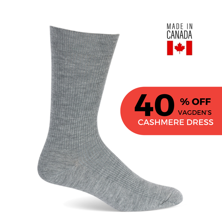Vagden Cashmere "Non-binding" Ribbed Dress Socks - Large