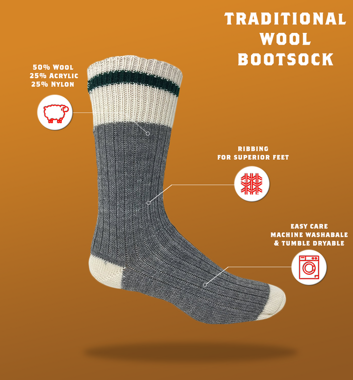 J.B. Field's Traditional Wool Boot Socks - 3PK