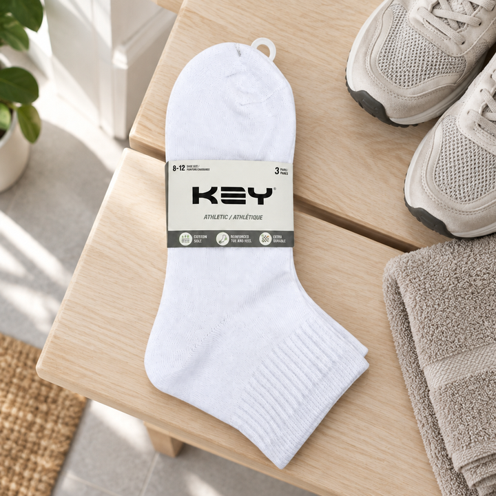 White sock pack in a lifestyle setting