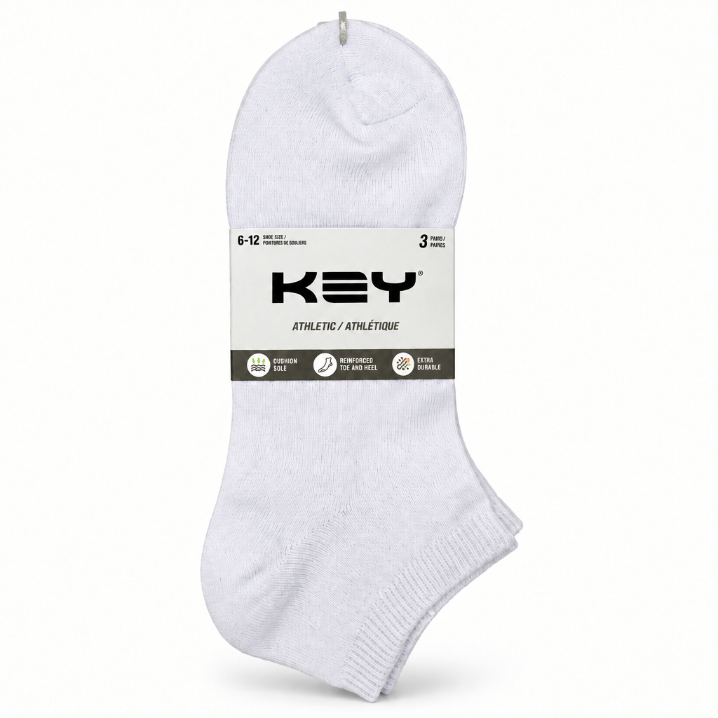 White socks with price sticker removed