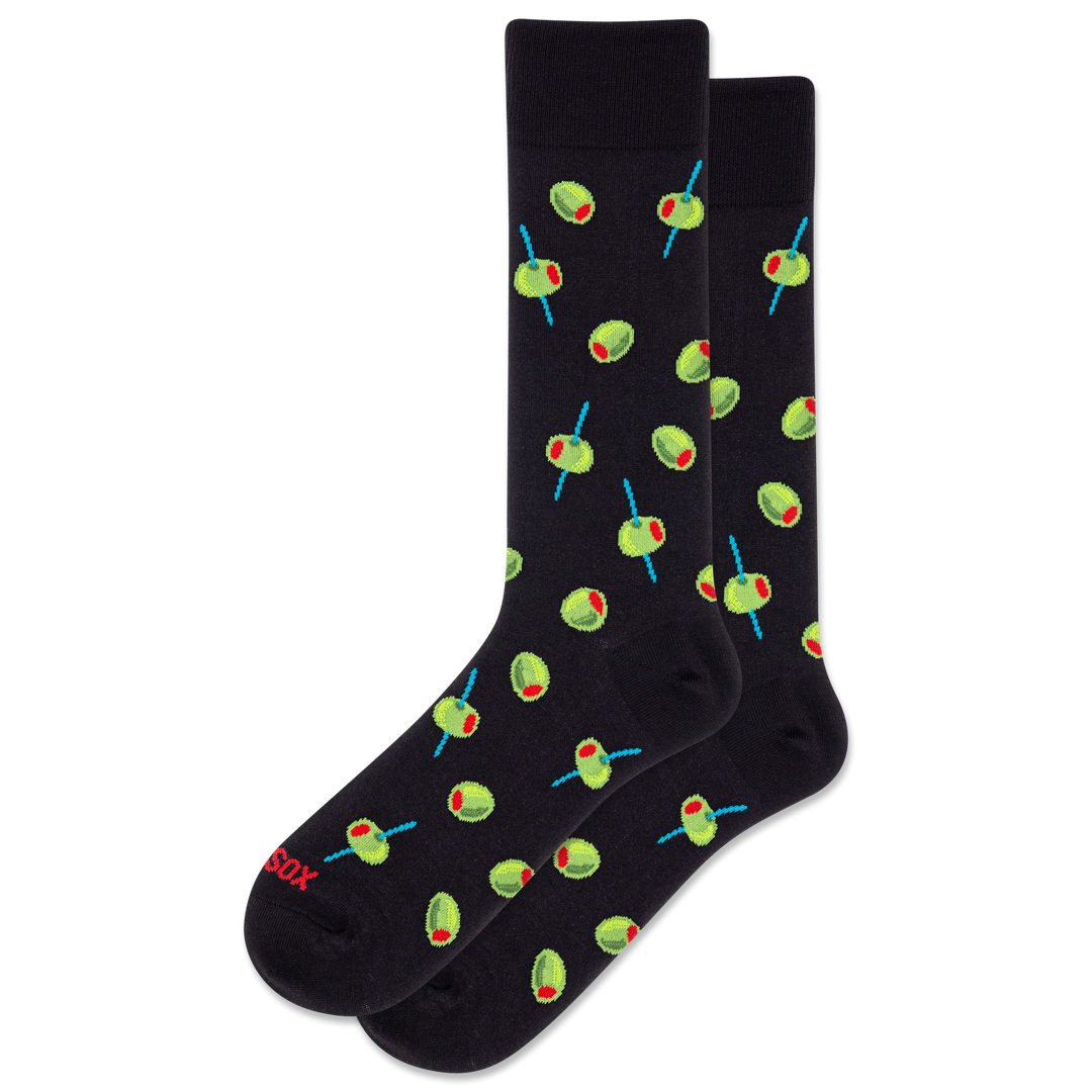 "Olives" Cotton Crew Socks by Hot Sox - Large