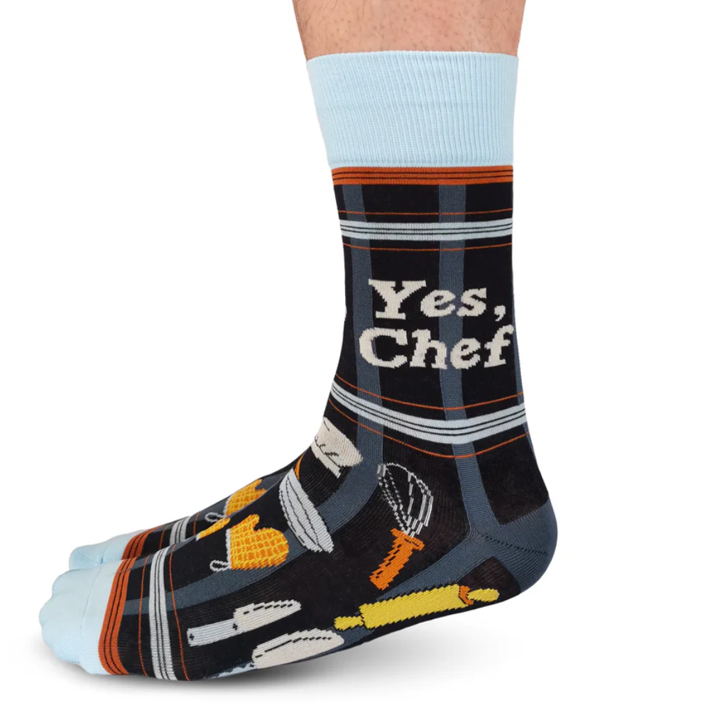 "Yes Chef" Cotton Crew Socks by Uptown Sox - Large