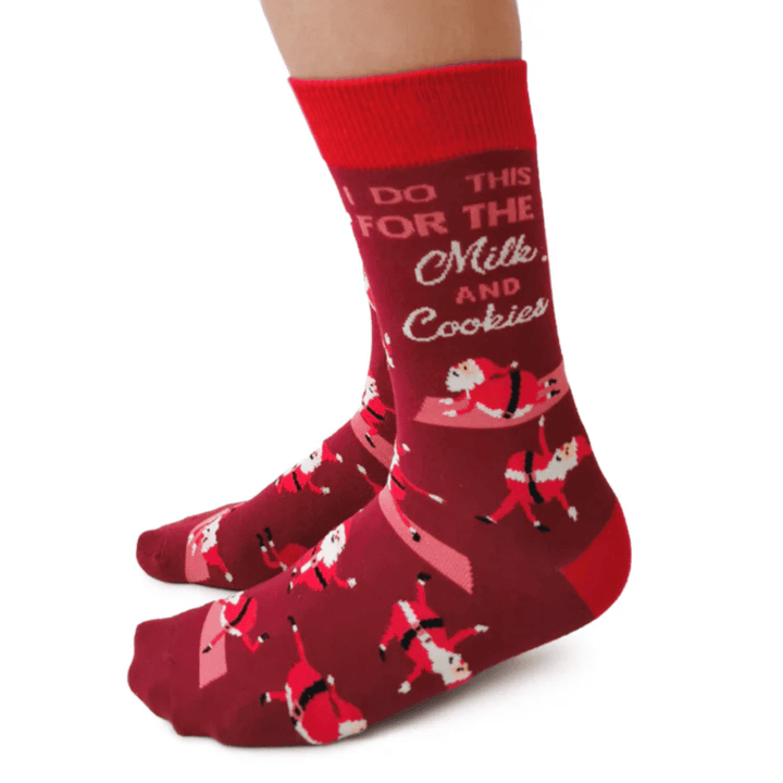"Yoga Santa" Cotton Crew Socks by Uptown Sox - Medium(CLEARANCE)