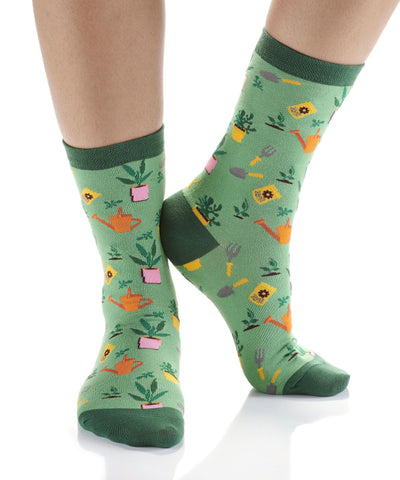 "Gardener" Cotton Dress Crew Socks by YO Sox - Medium