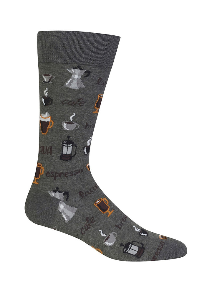 "Coffee" Cotton Dress Crew Socks by Hot Sox