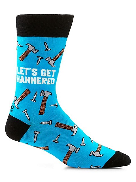 "Let's Get Hammered" Cotton Dress Crew Socks by YO Sox - Large