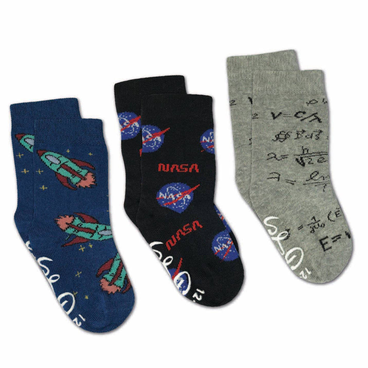 Kids "Math, NASA and Rockets" Socks by Good Luck Sock