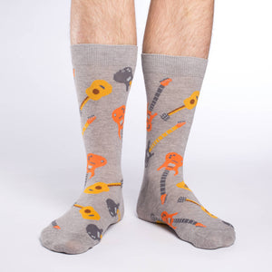 "Guitars" Cotton Crew Socks by Good Luck Sock