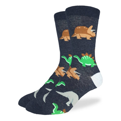 "Jurassic Dinosaur" Cotton Dress Crew Socks by Good Luck Sock