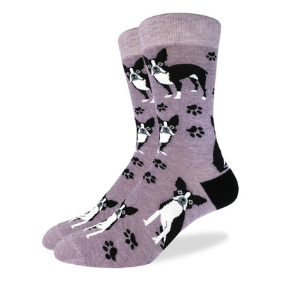 animal socks with boston terrier pattern