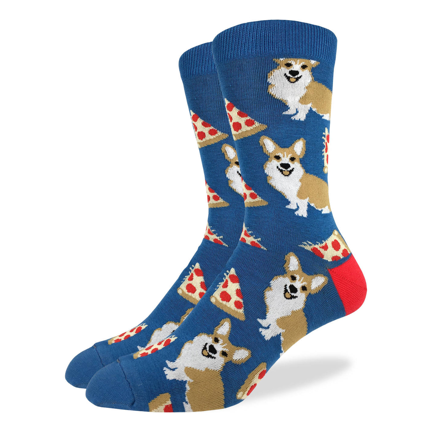 animal socks with corgis and pizza
