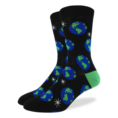 "Planet Earth" Cotton Crew Socks by Good Luck Sock