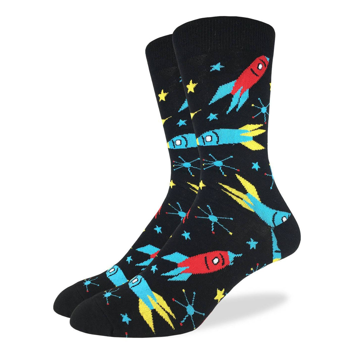 "Rockets" Cotton Crew Socks by Good Luck Sock - Large