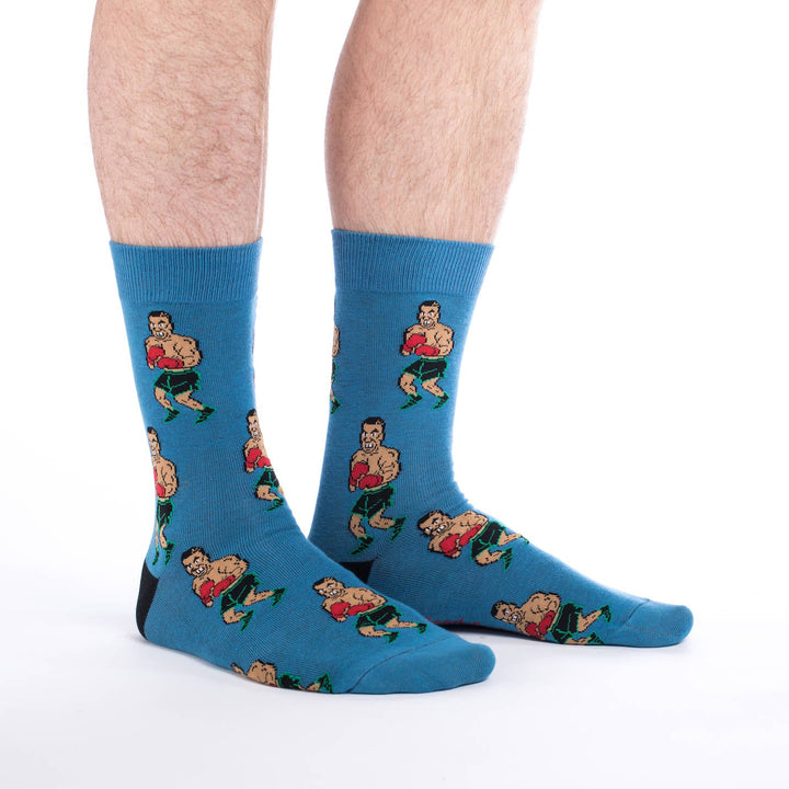 "Tyson Punch Out" Cotton Crew Socks by Good Luck Sock - Large