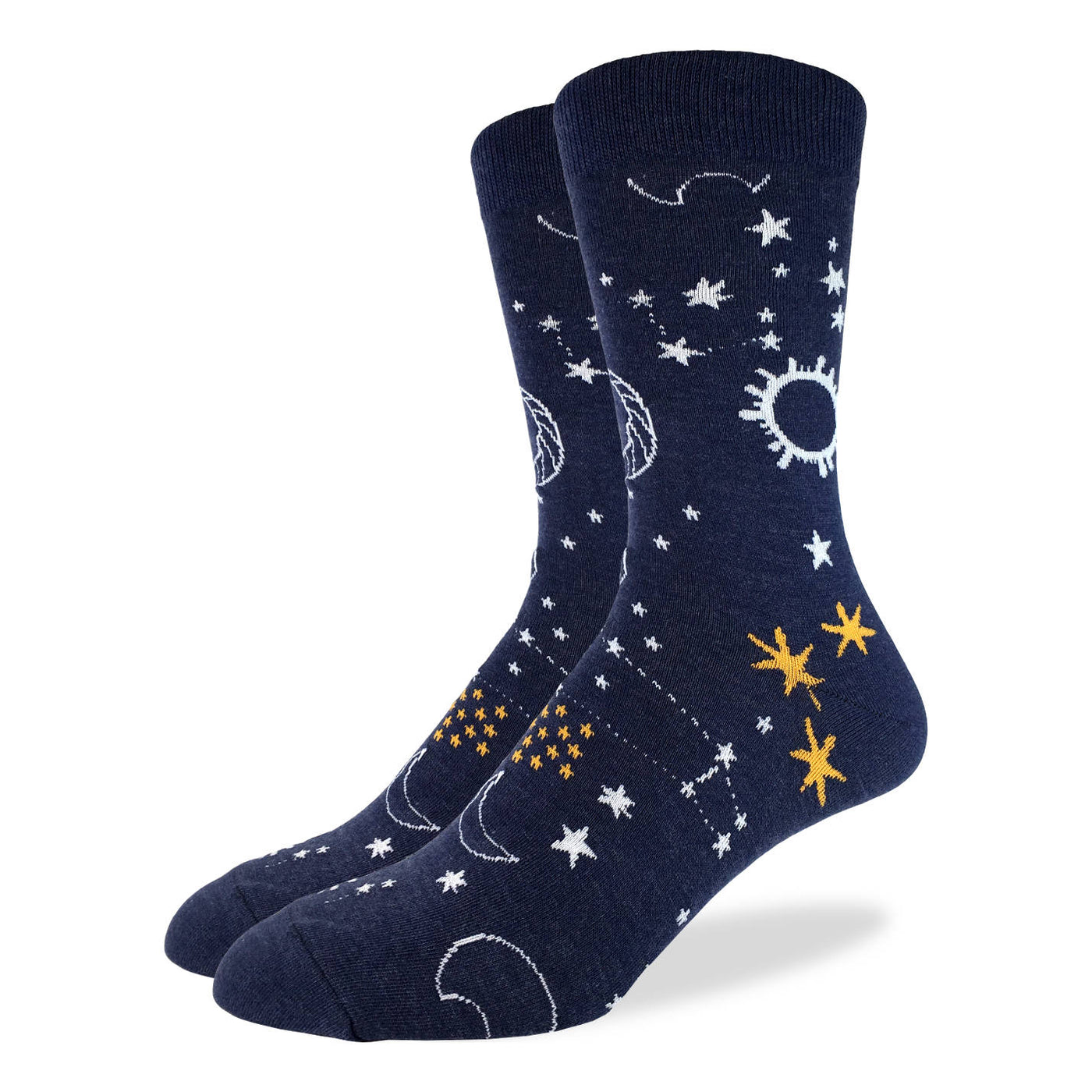 "Starry Night" Cotton Crew Socks by Good Luck Sock