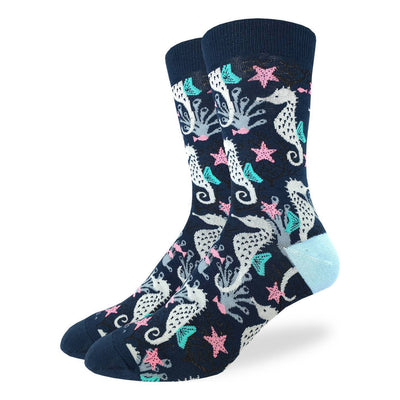 "Seahorses" Cotton Crew Socks by Good Luck Sock
