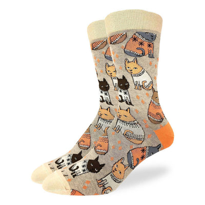 "Sweater Cats" Cotton Crew Socks by Good Luck Sock