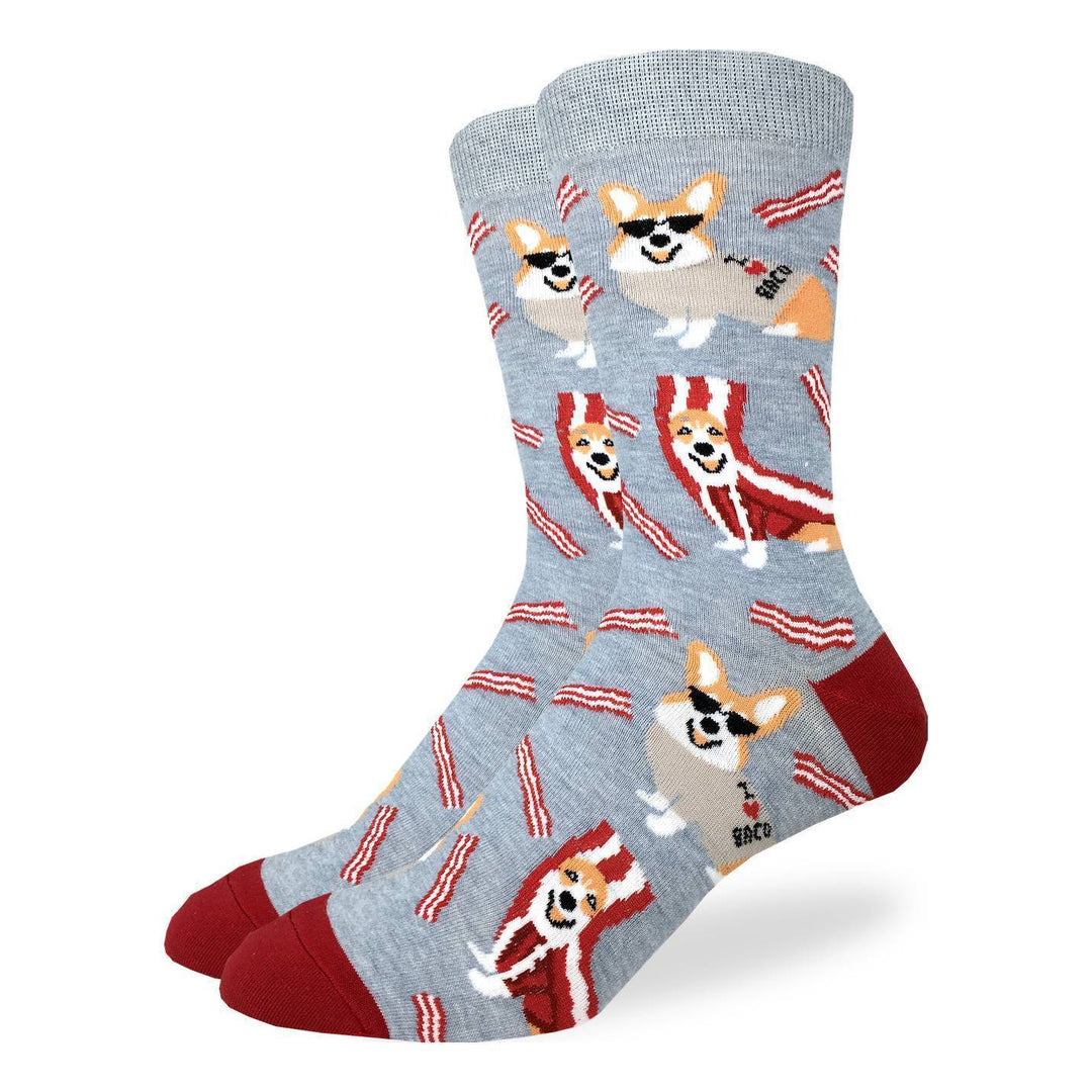 animal socks with corgi and bacon graphics