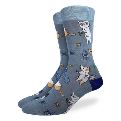 "Science Cats" Cotton Crew Socks by Good Luck Sock