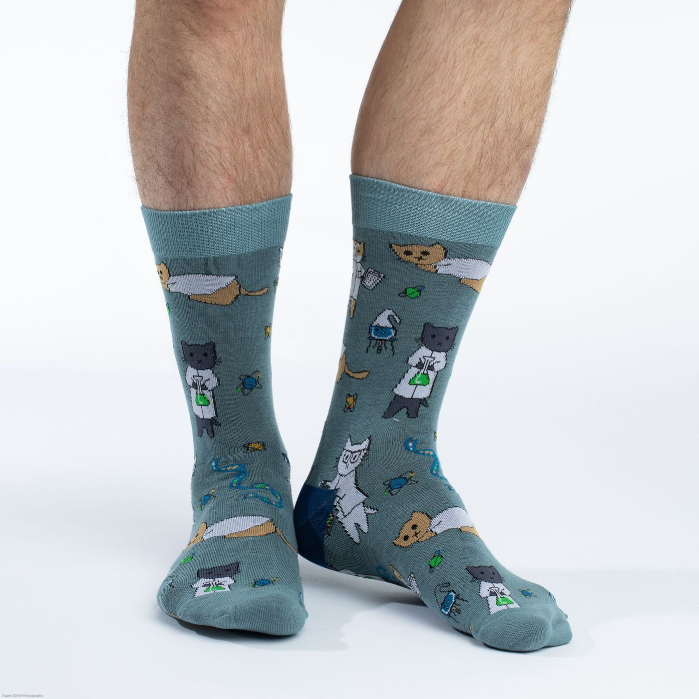 "Science Cats" Cotton Crew Socks by Good Luck Sock