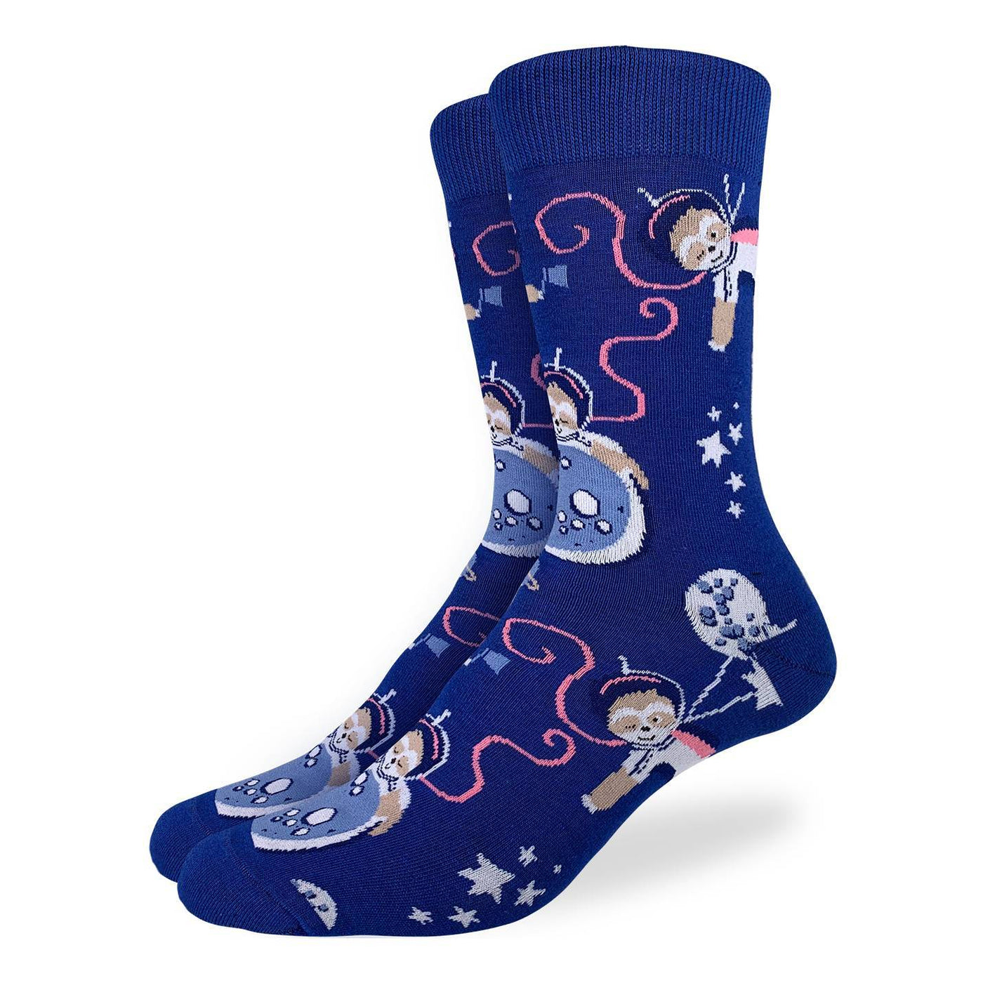 "Space Sloth" Cotton Crew Socks by Good Luck Sock - Large