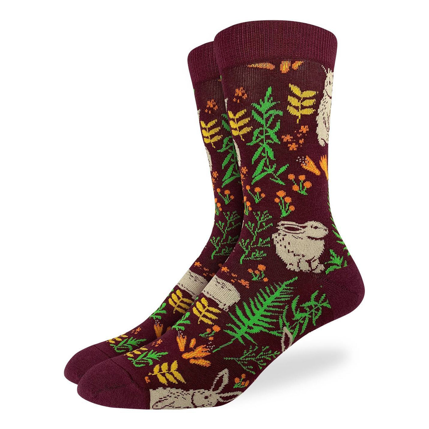 "Woodland Bunnies" Cotton Crew Socks by Good Luck Sock