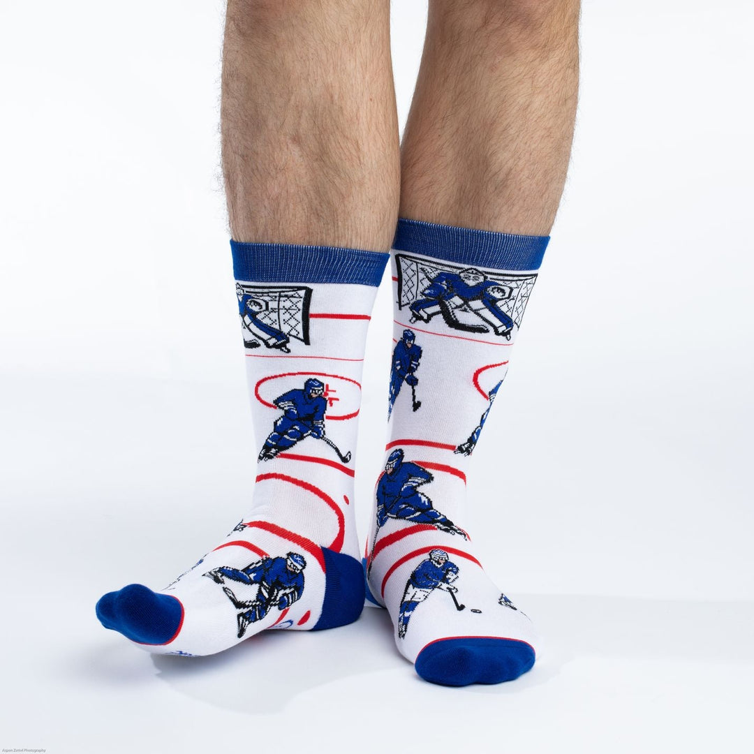 "Hockey, Blue & White" Crew Socks by Good Luck Sock