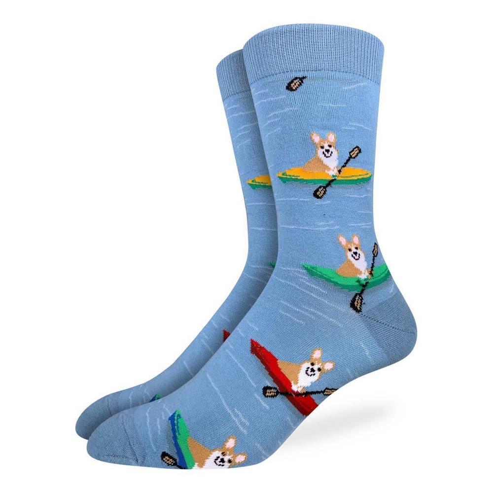 animal socks with corgis kayaking