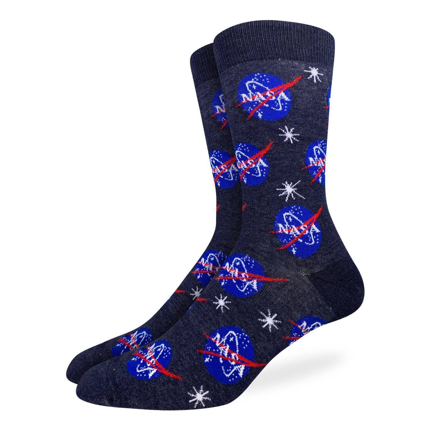 "Blue NASA" Cotton Crew Socks by Good Luck Sock - Large