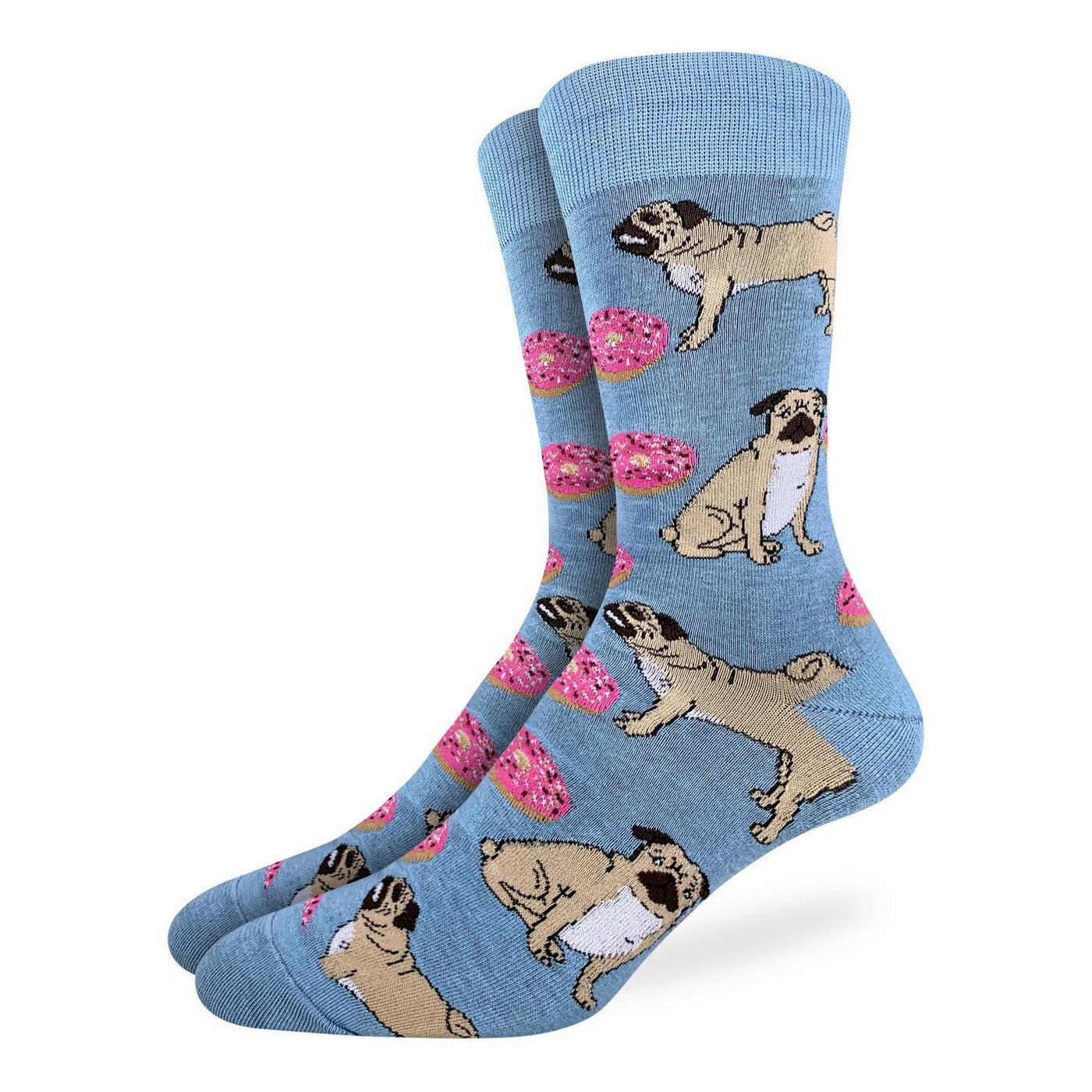 "Pugs and Donuts" Cotton Crew Socks by Good Luck Sock