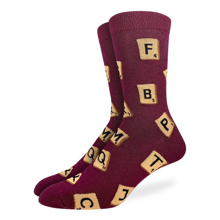 "Word Game" Cotton Crew Socks by Good Luck Sock