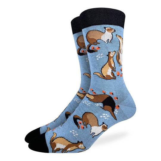 "Ferrets" Cotton Crew Socks by Good Luck Sock - Medium