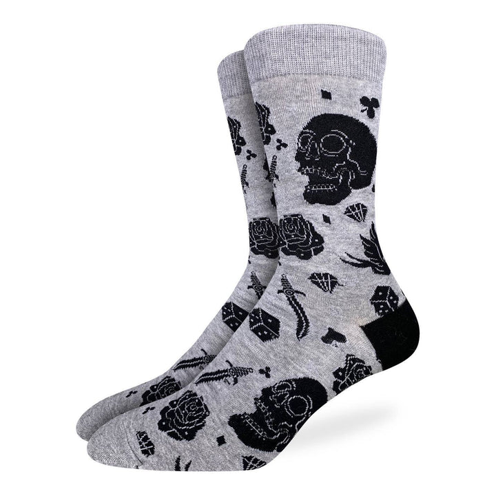 "Skulls" Cotton Crew Socks by Good Luck Sock
