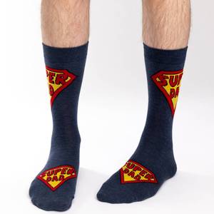 "Super Dad" Cotton Crew Socks by Good Luck Sock