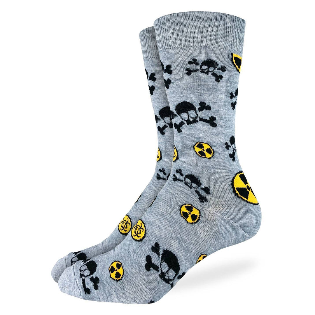 "Radioactive & Biological Hazard" Cotton Crew Socks by Good Luck Sock - Large