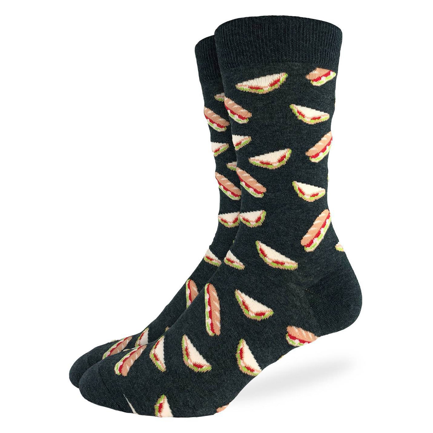 "Sandwiches" Cotton Crew Socks by Good Luck Sock-Large