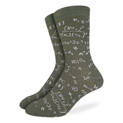 "Chemistry Formulas" Cotton Crew Socks by Good Luck Sock