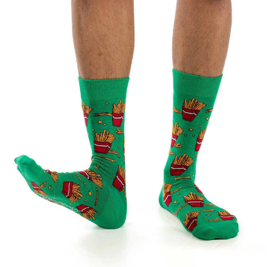 "French Fries" Crew Socks by Good Luck Sock - Large